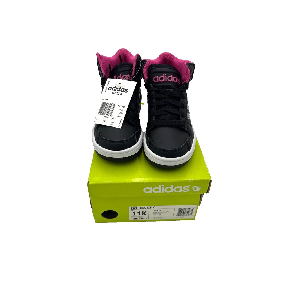 Adidas Neo Kids High Top Sneakers Size 11K Style BB9TIS‎ K Black Gray Pink White